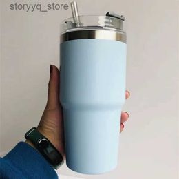 Mugs 20oz stainless steel Tumbler Cups With Straw vehicle-mounted Car Mugs American large-capacity desktop office Water Bottles fy5880 0918 L240313