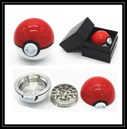 Whole Pokeball Grinder 55mm 3 Parts PokeBall Herb Grinders Zinc Alloy Plastic Metal Smoking Hand Mullers Spice Crushers2221919