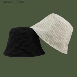 Wide Brim Hats Bucket Hats Korean Spring/Summer Simple Fighting Hat Womens Outdoor Sun Hat 2023 New Lazy Chiffon Soft Folding Hat Summer Cool Fisherman Hat Q240312