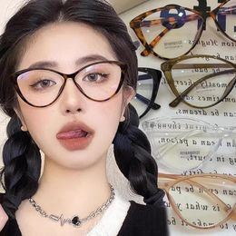 Sunglasses Cat Eye Frame Eyeglasses Women Girls Trend Brand Anti Blue Light Triangle Glasses Retro Leopard Reading Computer Eyewears