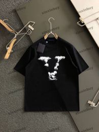 xinxinbuy Men designer Tee t shirt 2024 Italy Letter gradient printing short sleeve cotton women Grey black white red S-2XL