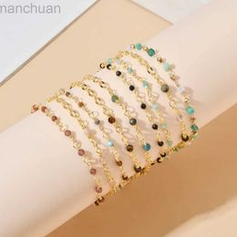 Bangle ZMZY Handmade Cute Natural Stone Bead Chain Bracelet for Women Fashion Bihemia Gold Plated Bangle Ladies Jewelry ldd240312
