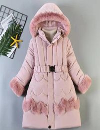 Children hooded quilted coat kids zipper long sleeve velvet thicken coats winter Girls faux fur warm outwear christmas child cloth9345812