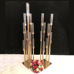 Metal Candlesticks Flower Vases Candle Holders Wedding Table Centrepieces Candelabra Pillar Stands Party Decor Road Lead301Q