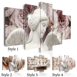 Unframed 5 Panels Lovely Angel Wall Art Decorative Paintings Canvas Print for Living Room Painting No Frame 309Y