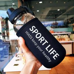 1L Creative Water Bottle Glass Drink Bottles For Camping Hiking Climbing Outdoors Sport Bottle Portable Waterbottle Drinkware 240306