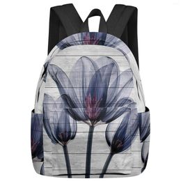 Backpack Tulip Transparent Ray Purple Student School Bags Laptop Custom For Men Women Female Travel Mochila