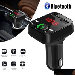 Bluetooth Car Kit Hands Wireless Fast Charger Fm Transmitter Lcd Mp3 Player Usb 2.1A Accessories O Receiver Drop Delivery Automobiles Otbq9