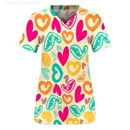 Women's T-Shirt Valentines Day Thanksgiving T-shirts Uniforms Women Nursing Clothing S-5xl Valentines Day Printing Nurse Scrubs Tops L24312