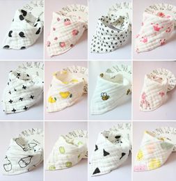 8 layers Baby Newborn INS print Bibs Infant Triangle Scarf Toddlers muslin Cotton Bandana Burp Cloths Baby Feeding products 30 col2141855