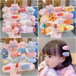 Hair Accessories Cute Girls Baby Bow Barrettes Headwear Korean Winter Plush Pin Kids Princess Clips