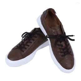 Casual Shoes Men's Leisure Ostrich Leather Genuine Man Luxury Designers Autumn Winter Lace Up Wear-resistant Business Men Sneakers