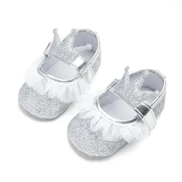 First Walkers Born Baby Girls Flat Shoes Prewalker Ruffle Process Glitter Crib Anti-Slip Soft Sole