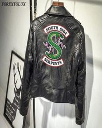 Women039s Jackets Women Riverdale Serpents Faux Leather Crop Top Southside Snake Pink Black PU Streetwear Fall Zipper Coat12940987