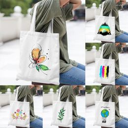 Shopping Bags Leaf Simple Print Pattern Supermarket Environmental Protection Women's Summer Fashion Shoulder Bag Aesthetics Tote