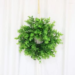 Decorative Flowers Artificial Leaves Round Wreath Christmas Party Plastic Plants Rattan Garland Front Door Wall Hanging Ornaments