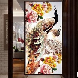 100x50cm DIY 5D Diamond Embroidery Diamond Mosaic New Peacock Soul Love Round Diamond Painting Cross Stitch Kits Home Decoration T257p