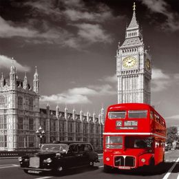 Direct Selling London Bus With Big Ben Cityscape Home Wall Decor Canvas Picture Art Unframed Landscape Hd Print Painting Arts297S