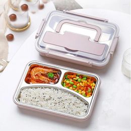 Dinnerware 304 Stainless Steel Lunch Box With Spoon Leak-proof Bento Boxes Set Microwave 1.2L Adult Children Containe