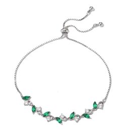 Temperament RAKOL Light Emerald Zircon Bracelet With Adjustable Pull Handle For Women's Design Bracelet