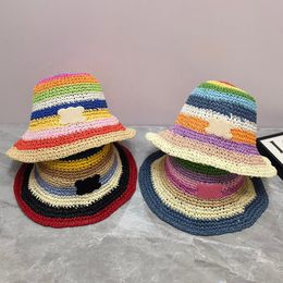 Luxury Designer Bucket Hat Colourful Beach Straw sunhat Letter C Handmade Woven caps Travel Sun Cap Fashion Ladies Wide Bried Hats