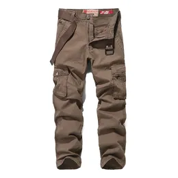 Mens Pants Cargo Military Tactical Washed Trousers Male Loose Cotton Multi-pocket Pant Man Fashion Khaki Black Army