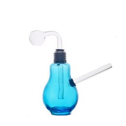 1pcs Unique Heady Glass Oil Burner Bongs Lamp Bulb Style Hookahs Water Pipes Showerhead Perc Thick Small Mini Wax Rigs with Downstem Oil Pot