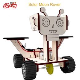 Solar Energy Moon Rover Model Walking Moon Car Wooden Stem Toys Educational Science Technology Teaching Aids DIY Assemble STEAM 240307