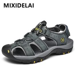 MIXIDELAI Genuine Leather Men Shoes Summer Large Size Mens Sandals Fashion Slippers Big 3847 240229