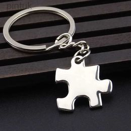 Keychains Lanyards RE 100pcs Creative Single Puzzle Keychain Can Be Engraved Puzzle Gadgets Keychains Car Bag Pendant Trinket Key ring D0813 ldd240312