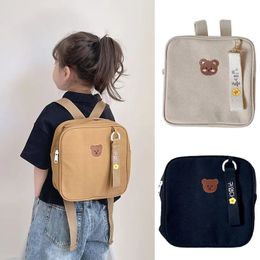 Cute Bear Kids Backpacks Boys Girls Korean Embroidery Fashion Kindergarten Schoolbag Baby Childrens Casual Childrens Bag Gifts 240305