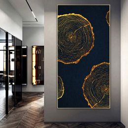 Black Golden Annual Ring Poster Canvas Prints Wall Art Pictures for Living Room Abstract Cuadro Modern Home Decor Wall Paintings239q