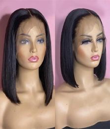 Straight Synthetic HD Lace Front bOB Wig Black Pelucas Simulation Human Hair Lacefront Wigs For Women 1016 inches Long RXG91647487758