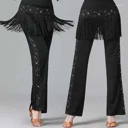 Stage Wear Square Dance Pants Women Sequins Tassel Latin Costume Ballroom Dancewear Dancing Competition