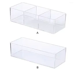 Cosmetic Bags Makeup Organizer Case Storage Box Compact Size Long-lasting Transparent 3 Grids Multipurpose Clear Decorative