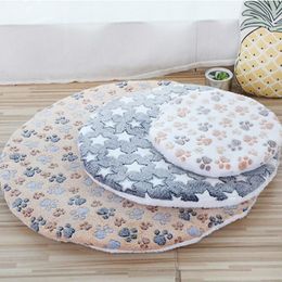 Soft Pet Dog Mat Washable Round Pet Blanket Double-sided Warm Sleeping Beds Print Cotton Mechanical Wash Coral Fleece Foot265h