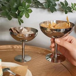 Bowls Stainless Steel Goblet Cup Ice Cream Dessert Salad Bowl Fruit Plate Snack Dish KTV Bar Supplies