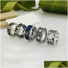 Band Rings Fashion Designer Sterling Sier Jewelry Woman Man Couple Lover Ring Promise Engagement Drop Delivery Ot40K