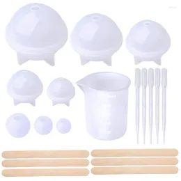 Jewelry Pouches Sphere Round Epoxy Silicone Ball Molds With Nonstick Mixing Cup Dropper And Stick Casting For Diy Craft Making Jewel