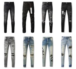 Mens Amirs Jeans ksubi jeans Designer jeans roxo Amirri jeans para homens jeans com buracos homem perna reta zíper Amari Hip Hop Bikers motocicleta marca roxa