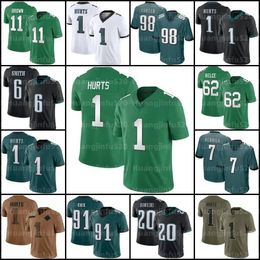 Jalen Hurts 26 Saquon Barkley Jason Kelce Camisa de futebol AJ Brown Kelly Green Devonta Smith Brian Dawkins Nolan Haason Reddick Darius Slay Goedert Mailata Reggie