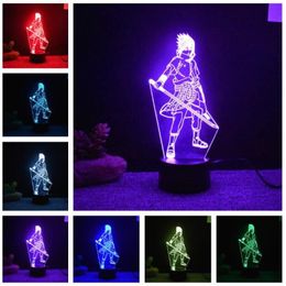 Naruto Legends 3D Uchiha Sasuke Modelling Table Lamp Anime Home Decor Light Fixture Kids Sleep Bedside Night Light Boys Bedroom De239z