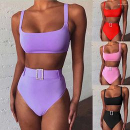 Women's Swimwear One Piece Swimsuit Solid Colour High Waist Sexy Imitation Diamond Bikini Beach Split