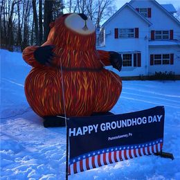 wholesale 8mH (26ft) with blower Welcome Park Inflatable Groundhog Inflatable Balloon Caster Fibre Inflatable for American Or Canada Beaver Parks Day