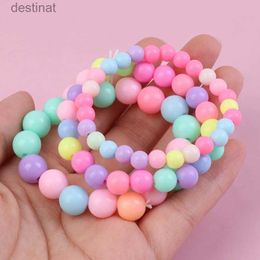 Beaded 10Pcs/Set Children Girls Charm Bracelet Kids Cute Mini Colourful Pearl Bead Elastic Bracelets Toys Jewellery Wristbands Party DecorL24213