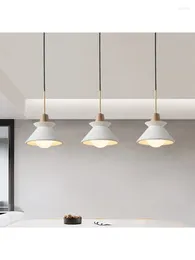 Pendant Lamps Nordic Creative Wooden Wind Cement Light Bar Clothing Shop Coffee Restaurant Bedroom Bedhead