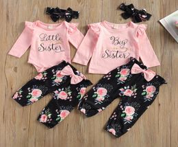 Clothing Sets Baby Kid Girl Clothes Family Matching Outfits 3PCS Long Sleeve RomperTops Floral Pants Headband Set 06Years9696581