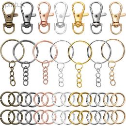 Keychains Lanyards 70Pcs/Set Swivel Snap Hook and Key Rings with Chain Jump Rings Connectors for DIY Keychain Lanyard Jewelry Making Supplies ldd240312