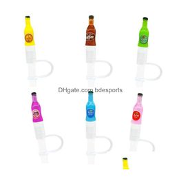 Drinking Straws Fast Or Fedex 200Pcs Custom Pattern St Toppers Charms Sile Rubber Er Dust Plug Fit For Decorative 8Mm Children Party D Dhglp