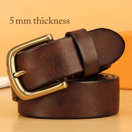 Men's Cowhide belt lead layer cowhide copper buckle handmade vintage extension tooling belt soft and durable 5MM thickness High quality Leather belt
